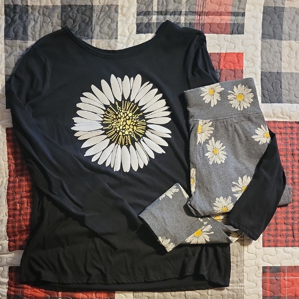 Justice Black and Gray Daisy Matching Set